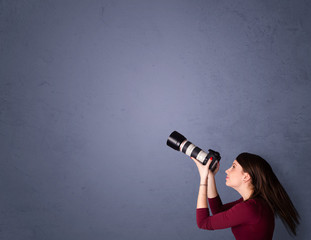 Photographer shooting images with copyspace area