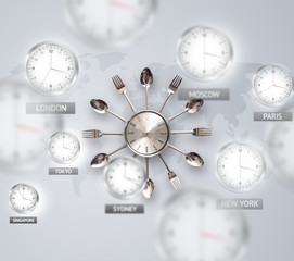 Naklejka premium Clocks and time zones over the world concept