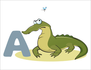 Cartoon Alligator and letter A