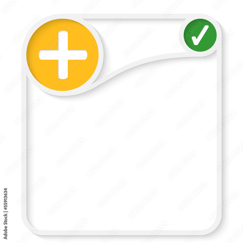 Poster gray abstract vector frame for text with plus sign and green che