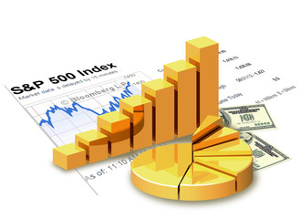 Gold chart, money, financial statement.