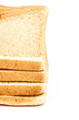 Sliced white bread on white background .