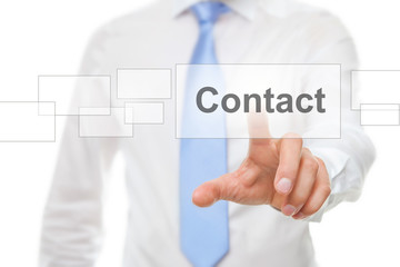 Businessman pushing Contact