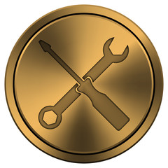 Shiny metallic copper-colored icon