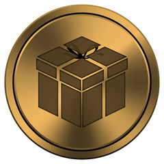 Shiny metallic copper-colored icon