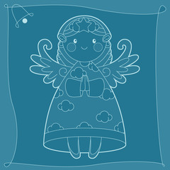 Coloring page - christmas angel - illustration