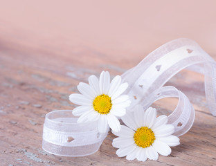 Alles Gute - Weiße Blüten auf Holz