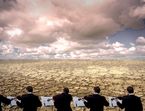Violinist in the desert