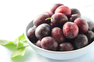Plums in a bowl
