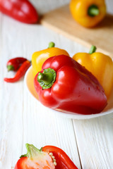 fresh and sweet peppers in a bowl