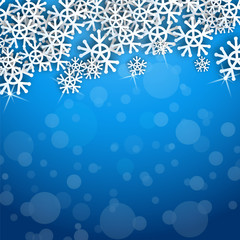 snowflakes vector card with blue background