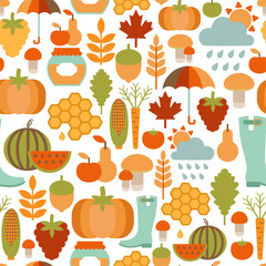 seamless pattern with autumn icons