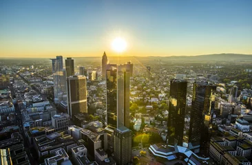 Foto op Aluminium aerial of Frankfurt  by night © travelview