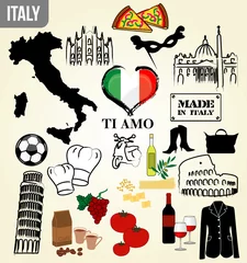 Tableaux ronds sur aluminium Doodle timbres d& 39 italie