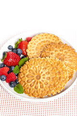Traditional Italian pizzelle. Holiday waffle cookies