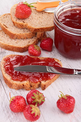 bread and strawberry jam