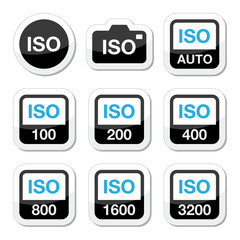 ISO - camera film speed standard icons set