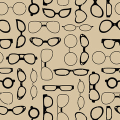 Seamless pattern glasses on retro background