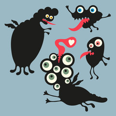 Happy monsters vector images. Set 3
