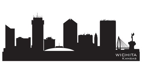 Naklejka premium Wichita Kansas city skyline vector silhouette