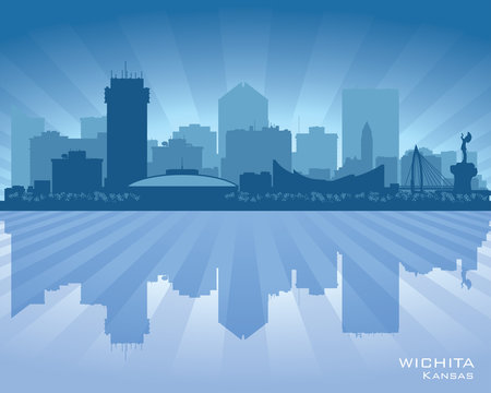 Wichita Kansas city skyline vector silhouette