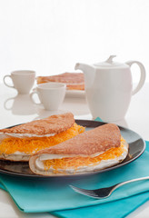 Native Thai style of pancakes served with tea.