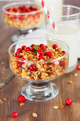 Granola with red berries