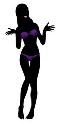 Obraz na płótnie Canvas Violet bikini girl silhouette
