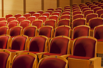 rows of red theater seats
