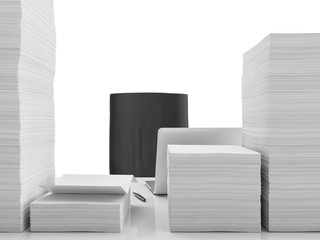 Office table with documents