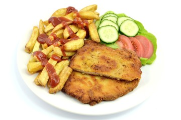 kotlet schabowy z frytkami