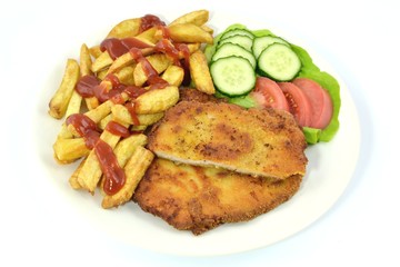 kotlet schabowy z frytkami