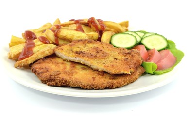 kotlet schabowy z frytkami