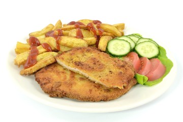 kotlet schabowy z frytkami