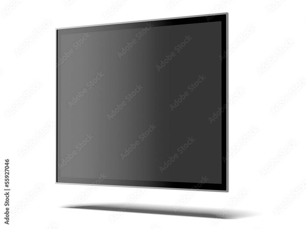 Poster white table with different office accessories. 3d rendering