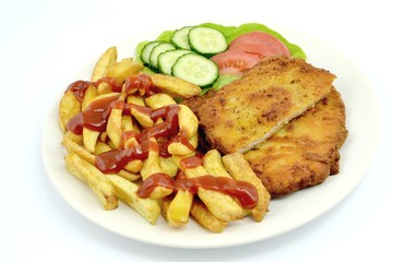 kotlet schabowy z frytkami