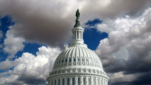 US Capitol Dome with Time Lapse Storm Clouds