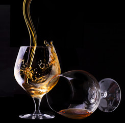 Cognac and Cigar on black