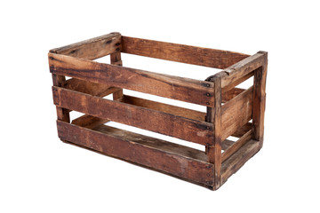 Vintage wooden crate isolated on white