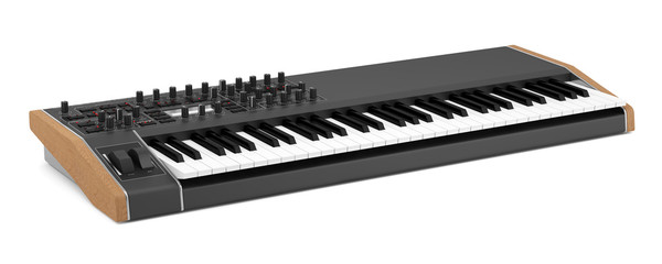 black synthesizer isolated on white background