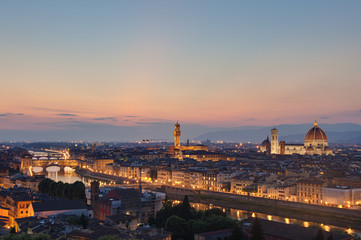 Fototapeta na wymiar Skyline of Florence Italy at dusk