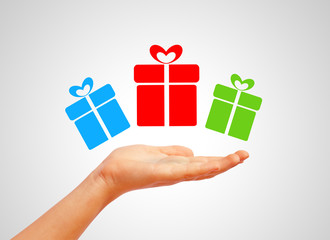 Hand with gifts