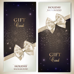 Holiday banners with ribbons. Vector background.