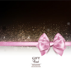 Elegant holiday background with pink bow and copy space. Vector