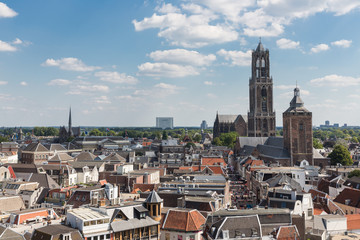 Fototapeta na wymiar Aerial miejskiego średniowiecznego miasta Utrecht, Holandia