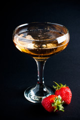 champagne with strawberries