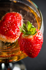 champagne with strawberries