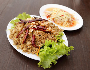 Crispy catfish salad with green mango
