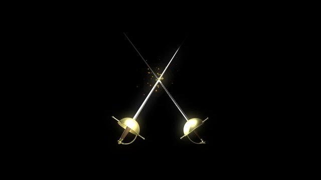 Fencing rapiers 3D animation (with alpha channel)