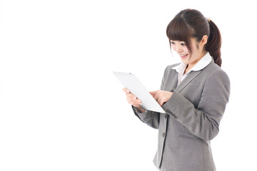 asian businesswoman using tablet computer 